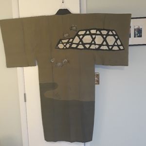 Mens Vintage silk Juban painted crabs